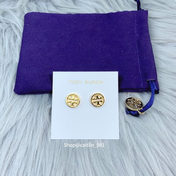 Tory Burch Women's Logo Circle-Stud Earrings - Tory Gold - Picture 2 of 4